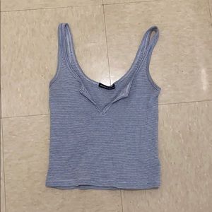 blue and white striped tank top